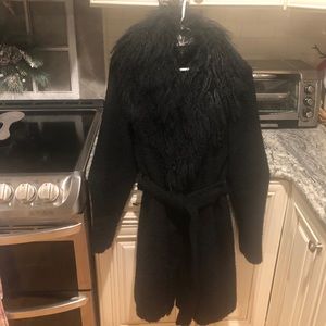 100 percent Wool and Mongolian fur coat